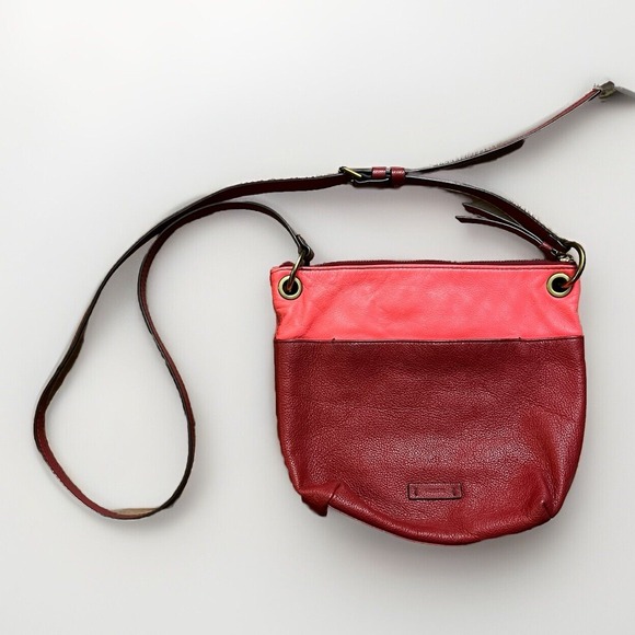 Fossil Keely Leather Crossbody Bag Vibrant Two‎ Tone Red Pink Shoulder Bag - Picture 1 of 7